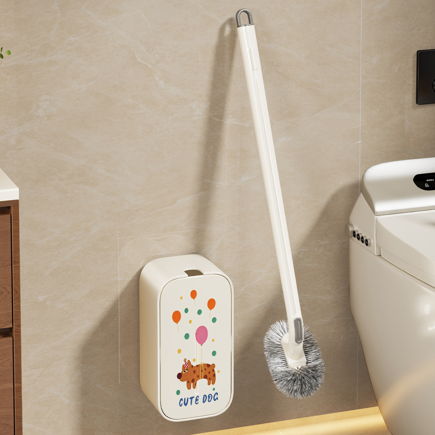 Juego de Cepillos de Inodoro de Pared de Goma Suave, Sin Perforación, para Baño image 1