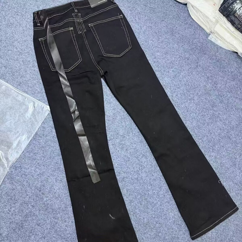 Fashionable Waxed Pants High Street Style Slim Fit Hand-Waxed High Elasticity Flared Straight-Leg Jeans Slimming Long Pants Trendy