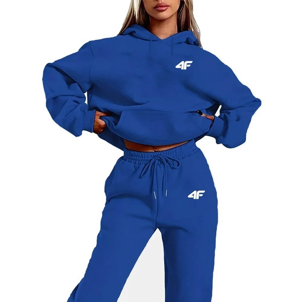 Conjunto de Sudadera con Capucha e Impresión para Mujer de Poliéster Manga Larga para Ocio