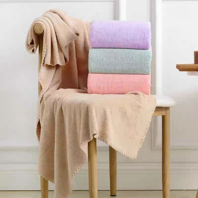 H Absorbent Solid Color Household Bath Towel Quick-Drying Towel Soft Thick Bath Towel for Men and Women Couple No Hair Drop