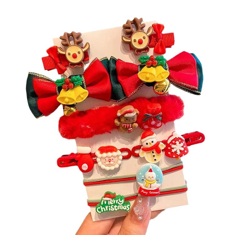 Tocado de Navidad para niños niñas dulce decoración de vacaciones rendimiento horquilla traje cuerno horquilla niña clip