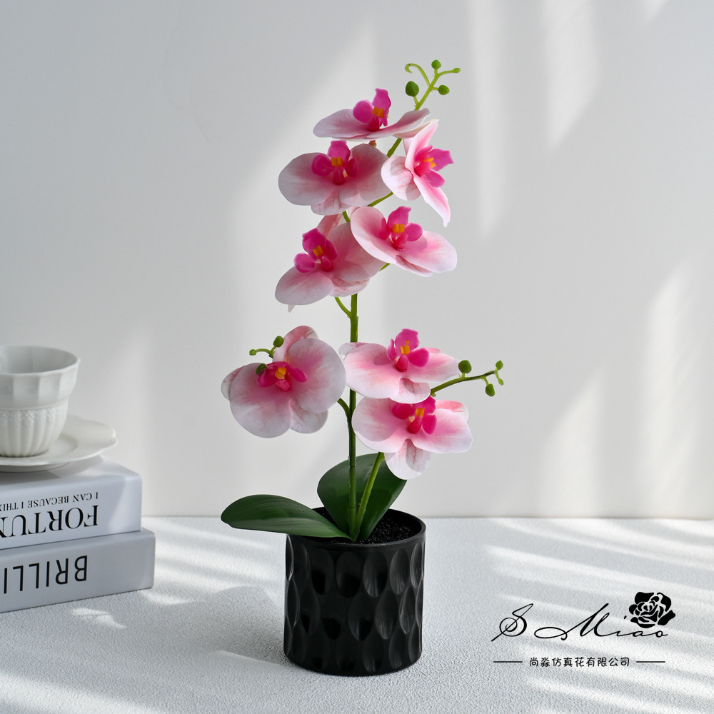 8 flores mariposa orquídea bonsai imitación maceta flores falsas decoración del hogar fotografía bodas adornos de flores artificiales image 1