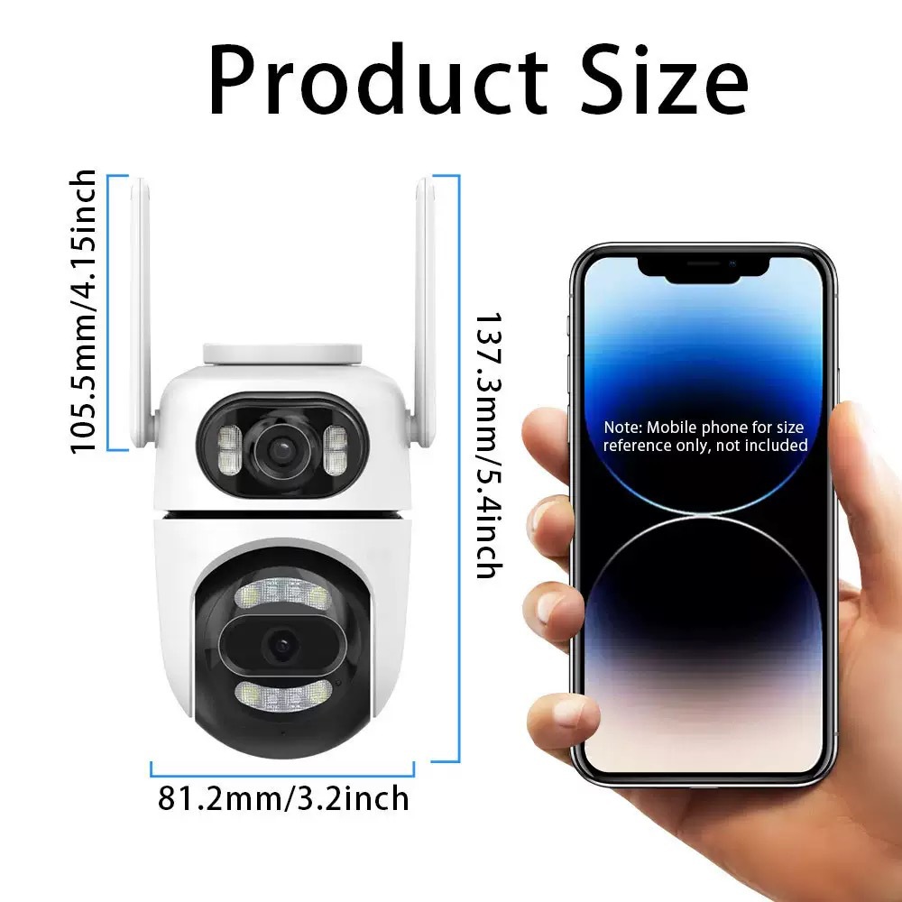 icsee双目监控器无线WiFi手机远程高清全彩夜视双向语音摄像头