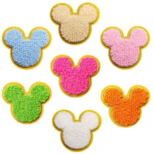 Lite's new self-adhesive adhesive cross-border butterfly Mickey Mouse Chenille towel embroidery embroidery patch