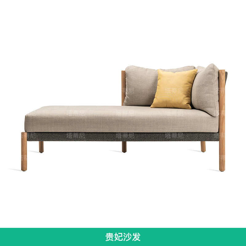 Sofá de madera maciza para exteriores, para patio, jardín, hotel, villa, ocio al aire libre, teca anticorrosión, muebles resistentes al agua y a la intemperie.