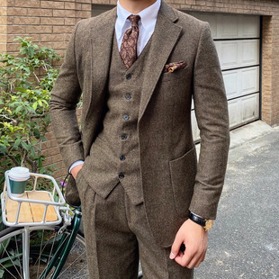 Foreign Trade New Men's Korean Style Handsome Casual Style Three-Piece Suit Slim Business Fashion Wedding Banquet Suit