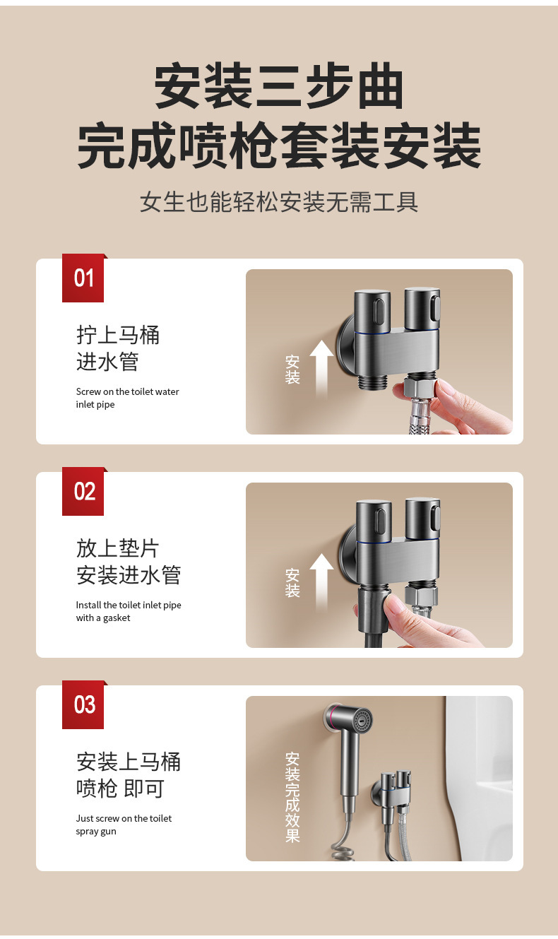 Description Picture 2 of itemPortable Handheld Toilet Bidet Sprayer Gun Holder Self Cleaning Wash Bidet Faucet Spray High Pressure Bathroom Bidet Shower Head