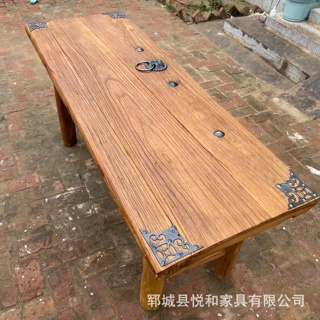 做旧仿古老榆木门板桌中式老榆木茶桌实木功夫茶茶台禅意老门板桌
