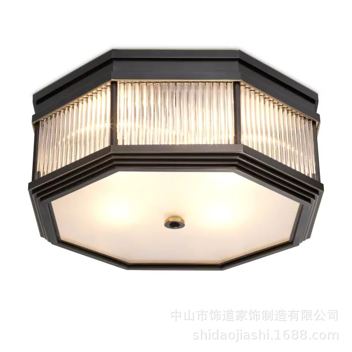 Minimalistic copper glass ceiling light for living room for bedroom