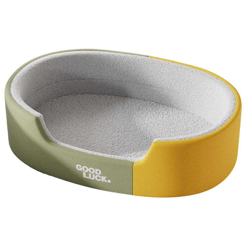 Cama ovalada para perros de todas las estaciones, cama para perros medianos y grandes, tapete para perros de piel sintética, venta al por mayor transfronteriza