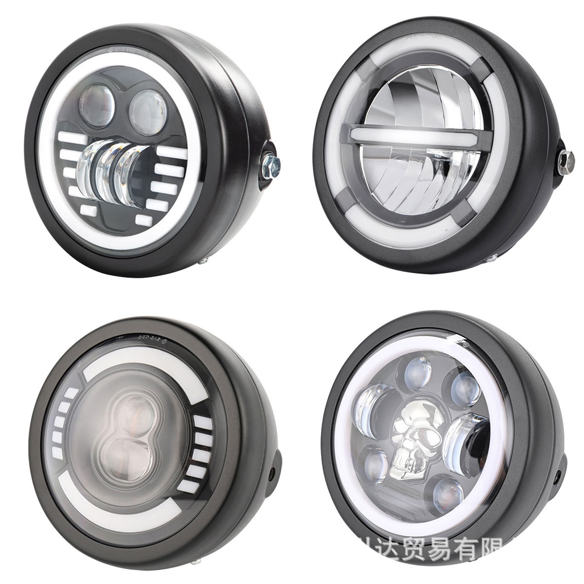 High-Brightness Motorcycle Led Headlight Spotlight, White and Yellow Dual-Color Retro Style Daytime Running Headlight, Harley Led Headlight
