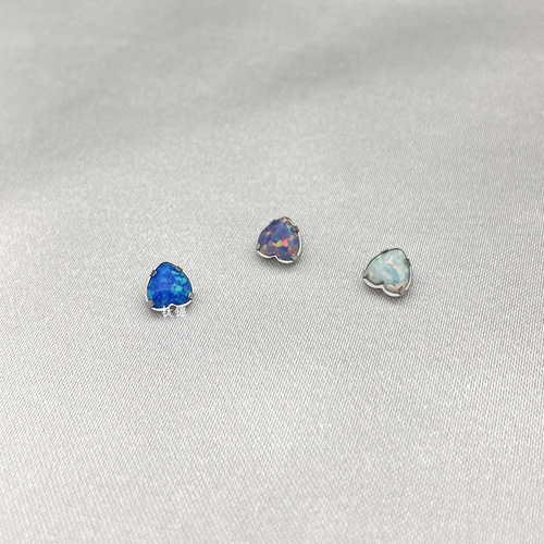 Titanium Brocade ASTM F-136 Titanium Alloy Love Opal Earrings Lip Nails 16G Internal Thread Colorful Heart-shaped Ear Bone Nails