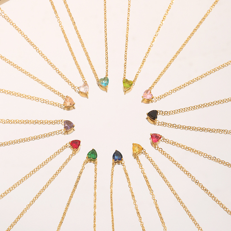 Wholesale Jewelry Simple Style Classic Style Heart Shape Titanium Steel Plating Pendant Necklace Cable Chain display picture 1