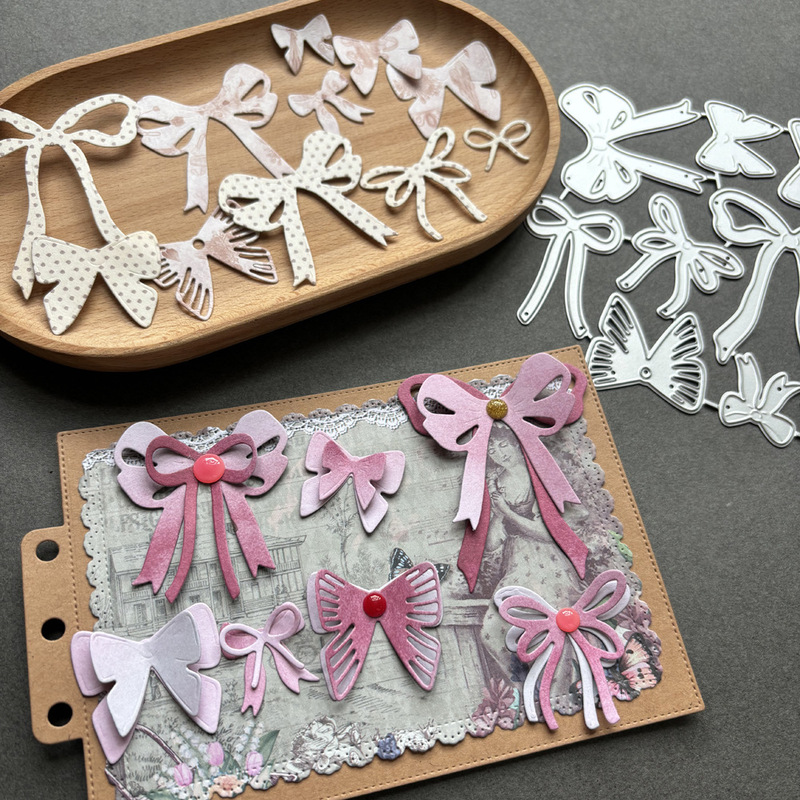 Bow Cut Mold Scrapbook Photo Album Embossing DIY Handmade Carbon Steel Template Collage scrapbook