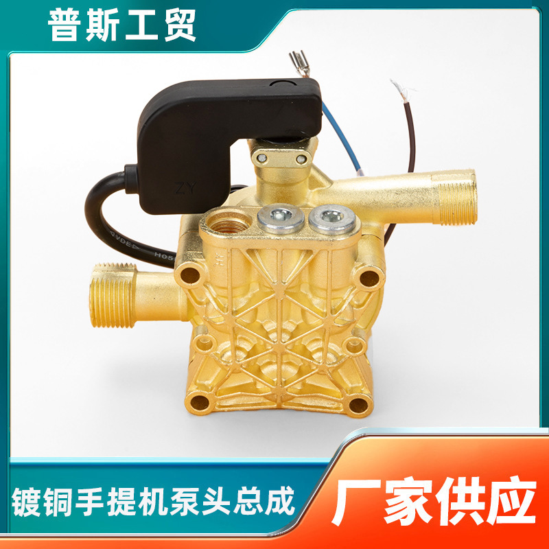 家用手提机高压清洗机洗车机泵头洗车器总成配件220v镀铜刷车水泵