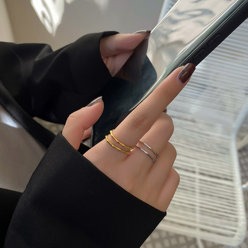 Fashion bamboo ring female double hollow creative simple fashion open ringpicture5