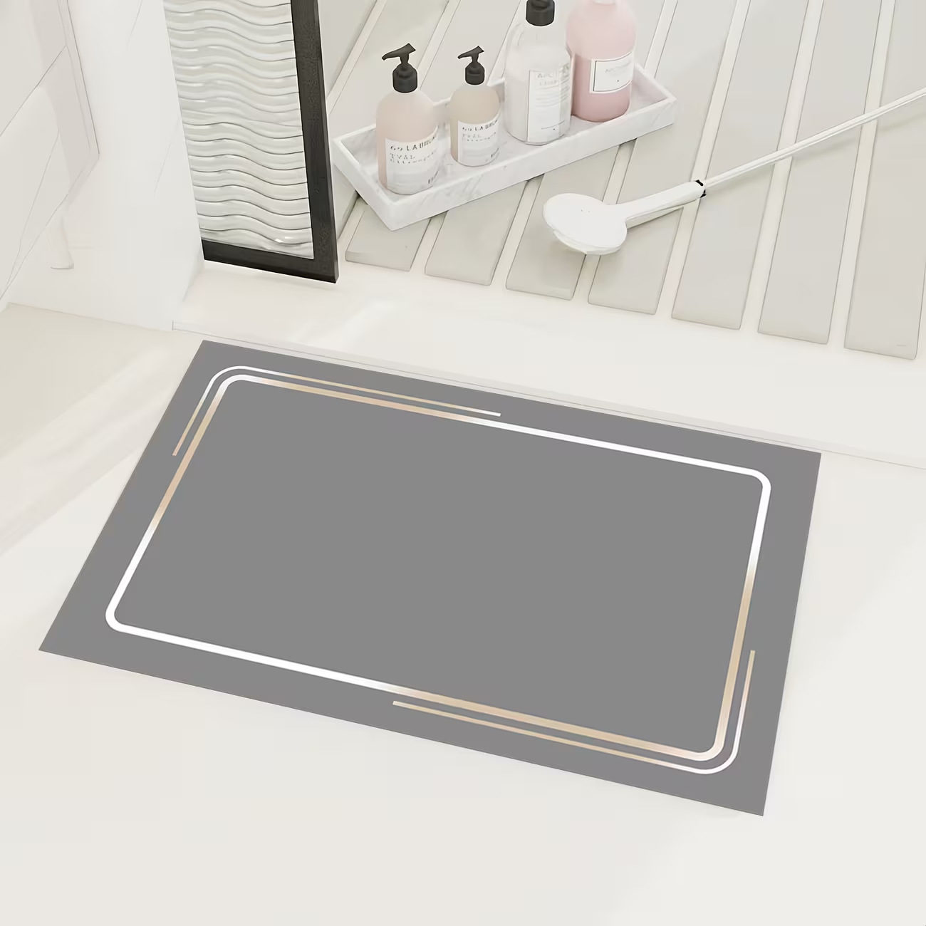 Modern Minimalist High-End Bathroom Anti-Stain Non-Slip Floor Mat, Water-Absorbent Easy-Care Foot Mat for Shower Room, Wear-Resistant Entrance Door Mat