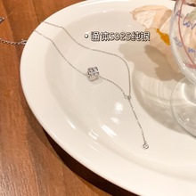s925纯银白贝母小蛮腰项链锆石长款流吊坠高级感优雅镶钻配饰批发