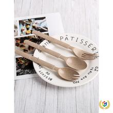 ⇗叉勺一次性一次性小麦秸秆刀叉勺美式勺叉独立包装加厚西餐叉饭