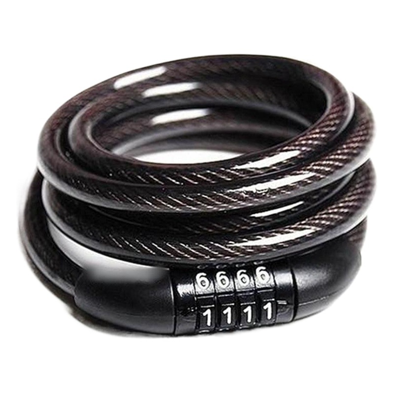 Cerradura de bicicleta de montaña cerradura de contraseña de 4 dígitos cerradura de cadena portátil cerradura de cable de coche eléctrico bicicleta antirrobo equipo de equitación