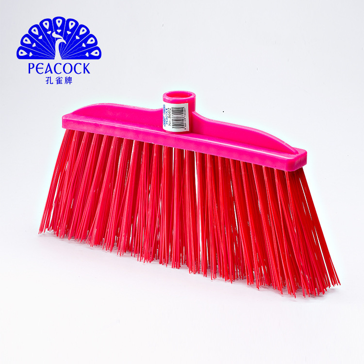Factory plastic hard broom high quality thick silk broom Industrial three-color broom head outdoor balcony cleaning broom