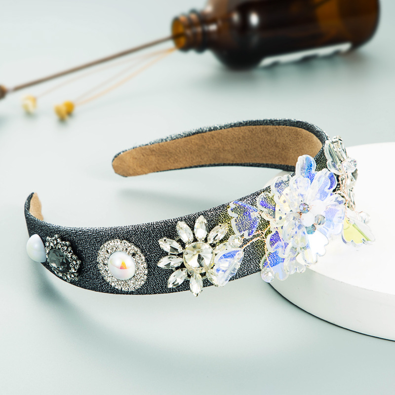 Barockes Kristallglas Diamantblume Stoffstirnband Mit Breiter Krempe display picture 4