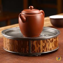 ⇗纯锡壶承干泡盘家用简约禅意小型储水茶盘茶托盘中式手工梅妃茶