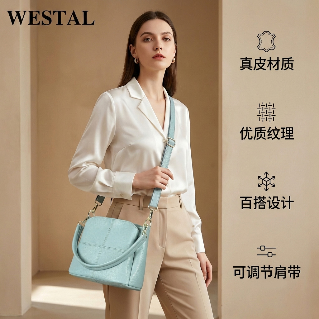 TEMU 폭발성 정품 가죽 여성용 크로스 바디 백 탑 레이어 Cowhide 숄더 백 여성 대용량 고성능 올 매치 숄더 백