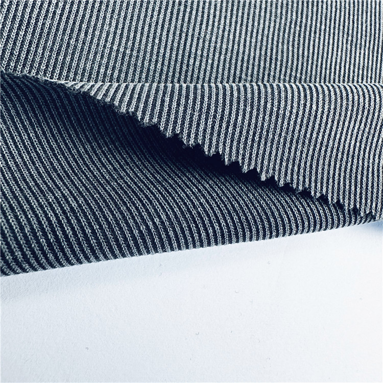 厂家供应针织面料1*1细针仿铜氨丝罗纹布高弹拉架螺纹面料连衣裙