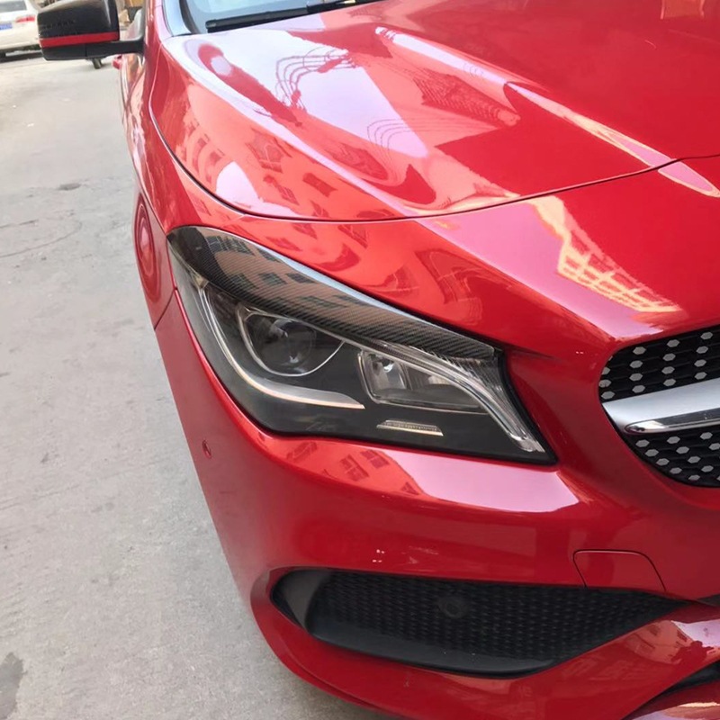 Suitable for Mercedes-Benz Cla Carbon Fiber Headlight Eyebrow Modification Eyebrow Sticker Body Kit W117