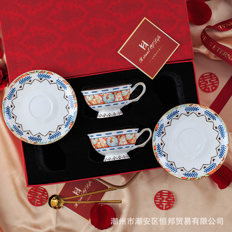 Turkish Bone China Coffee Cup and Saucer Pot Gift Box Water Kettle Water Cup Ceramic Tea Cup Accessible Luxury Afternoon Tea Cup Teapot Set