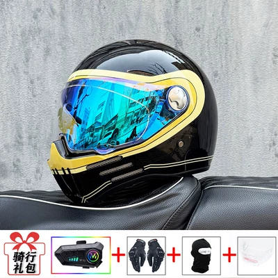 Seasons, with Bluetooth Function, Unisex, Motosiklet kaskı (dəbilqə) - bright-black-track-with-phantom-blue-night-vision-transparent-mirror-included-y10-soft-wheat-m