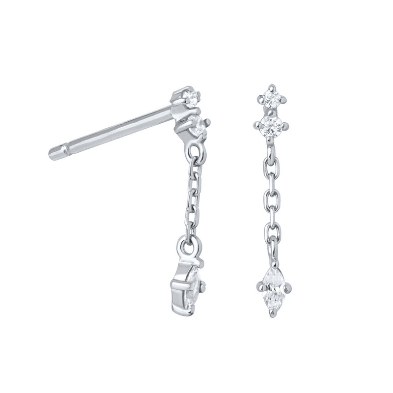 1 Paire Décontractée Style Simple Les Gouttelettes D'eau Le Cuivre Placage Chaîne Incruster Zircon Boucles D'oreilles display picture 5