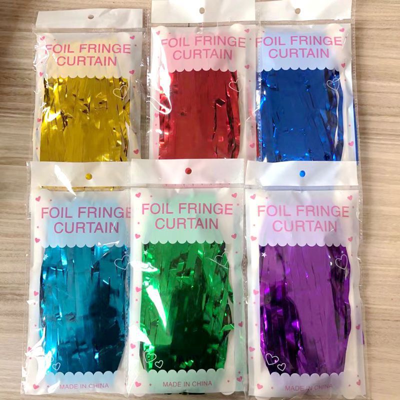 Cortina de lluvia, accesorios de decoración de cumpleaños, borlas, flores de dibujo, fondo de fiesta de boda, cortina de puerta de seda de lluvia de color 1*2m