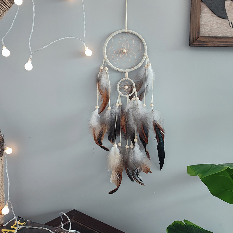 25g Weight Dreamcatcher Home Textiles & Decor Type 1 Piece Quantity Holiday, Travel, Daily Occasion Geometric Pattern Casual, Elegant, Shiny Style Casual Elegant Shiny Geometric Feather Dreamcatcher Wall Art 7