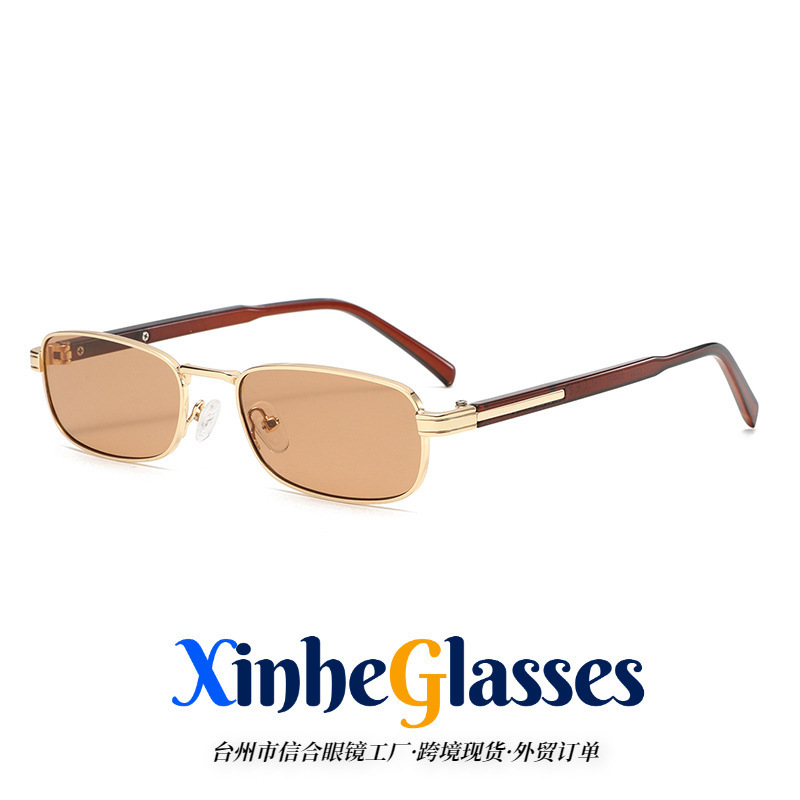 3601 Small Square Frame Narrow Frame Metal Hybrid Sunglasses Sunglasses Cross-Border E-Commerce Export Amazon Fashion Sun Protection