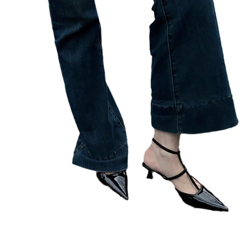 2024 Summer New European and American Style Fashionable Pointed-Toe Chunky Heel Hollow High-Heel Women's Shoes Cross-Border Foreign Trade Wholesale