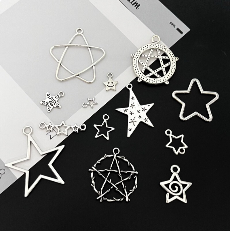 Alloy DIY jewelry accessories five-pointed star pendant earrings keychain handmade direct sales from manufacturer Alloy DIY jewelry accessories five-pointed star pendant earrings keychain handmade direct sales from manufacturer