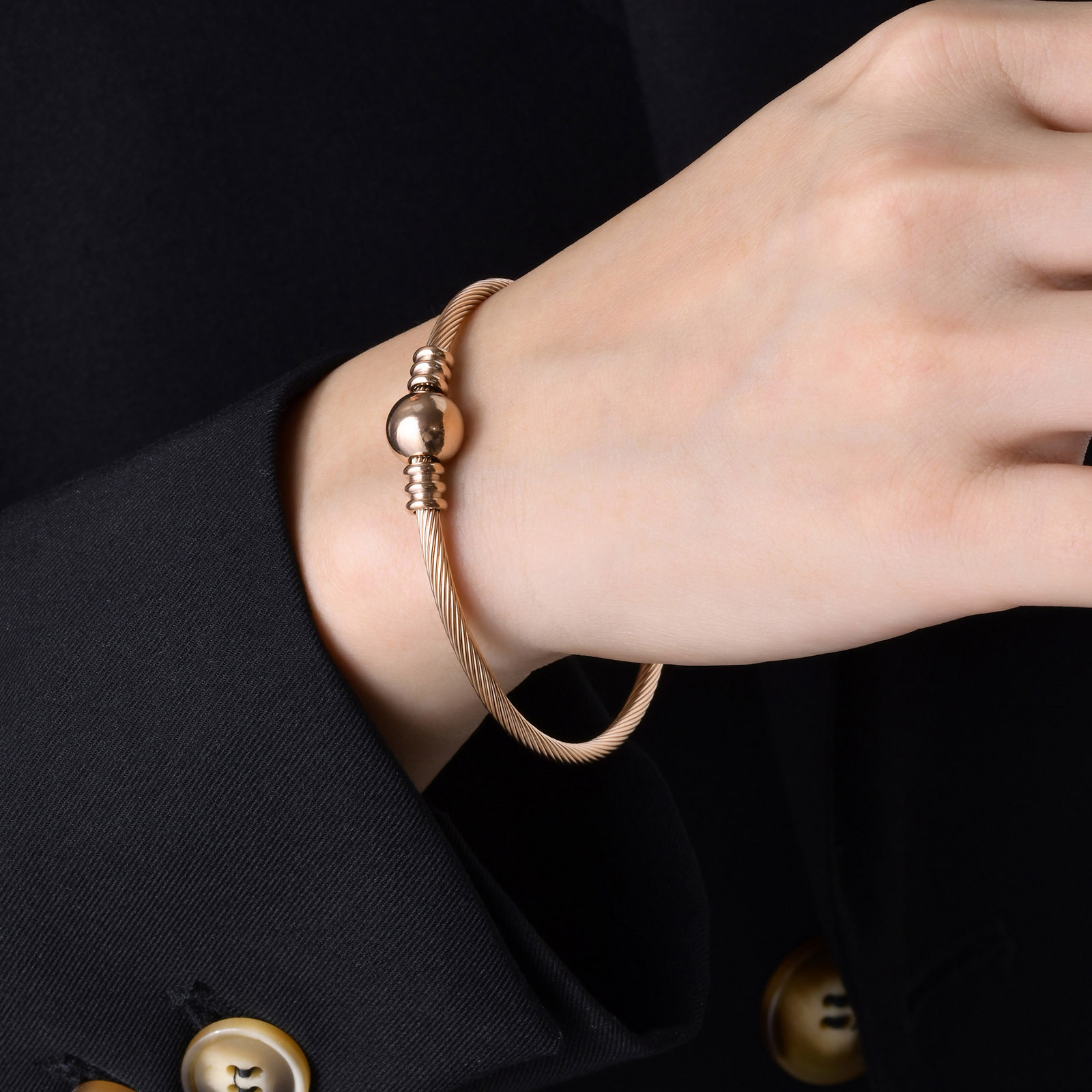 Simple Style Solid Color Stainless Steel Bangle 1 Piece