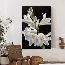 白色花卉家居饰品客厅摆件装饰画玄关沙发背景小众艺术高级感挂画