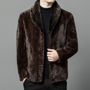 Ferret Fur Coat Gold Mink Double-Sided Waterproof Mink Fur Coat Black Cafe