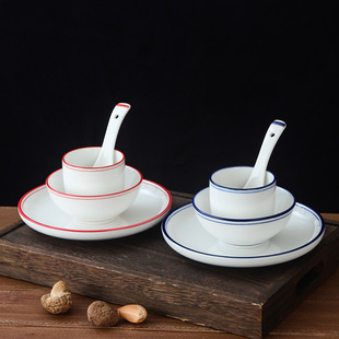 Hotel Tableware Restaurant Commercial Ceramic Bowl Plate Spoon Cup Four-piece Hunan Restaurant Hotel Entertainment