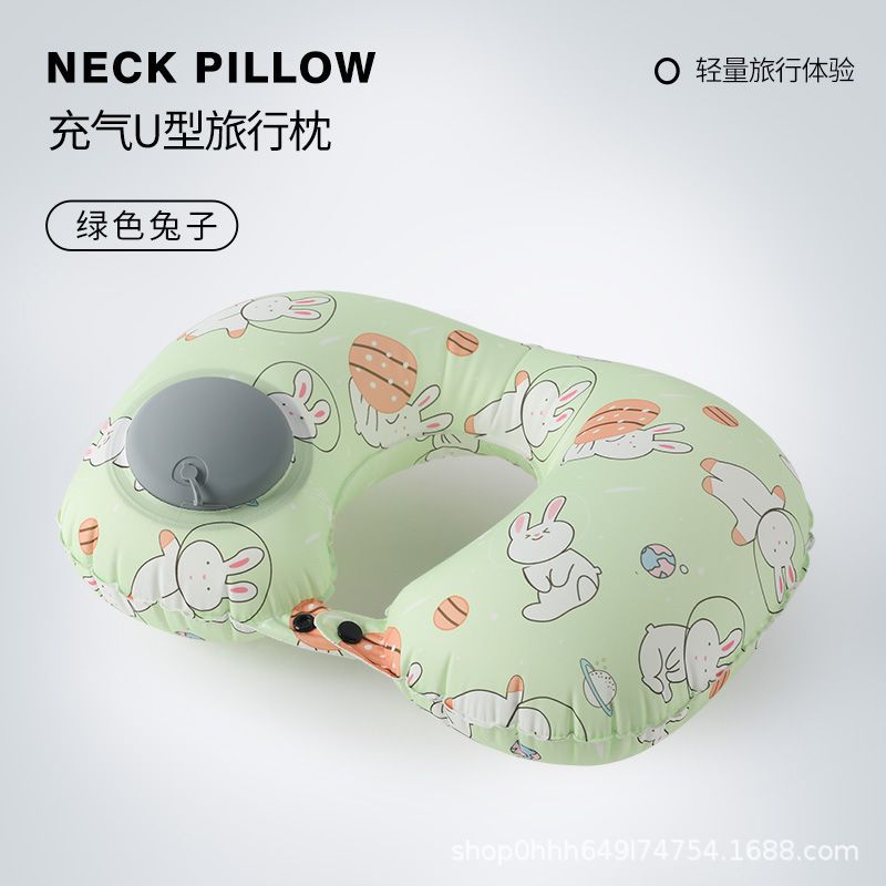 Almohada inflable, almohada para el cuello portátil de viaje, almohada en forma de U inflable, almohada para el cuello de tres tesoros de viaje, almohada para el avión