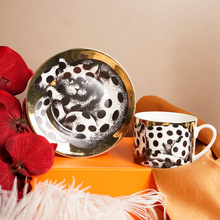意大利风陶瓷咖啡杯碟套装办公室花茶茶杯彩盒装小轻奢送礼佳品