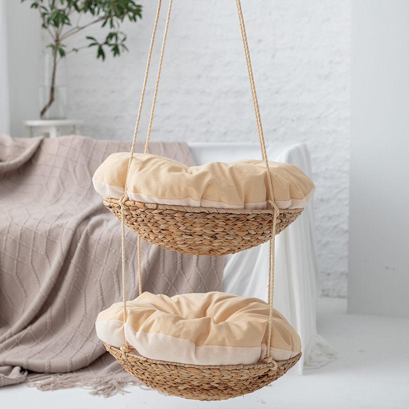 Venta caliente transfronteriza suministros para mascotas lechón ratán gato hamaca Four Seasons universal paja nido para mascotas extraíble y lavable gato nido