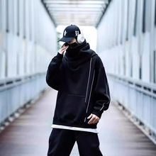2024新款潮牌高领卫衣男生春秋季加厚连帽美式ins高街上衣外套潮