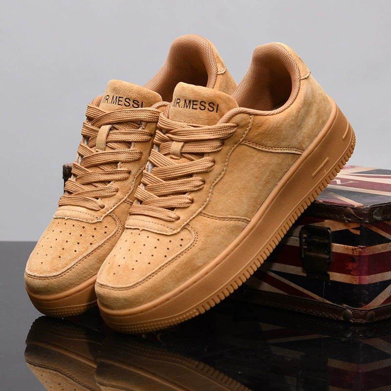 Дышащие кроссовки мужские кожаные толстые подошвы увеличены, парные туфли весной и осенью корейские тренды, универсальные повседневные ботинки MY23038