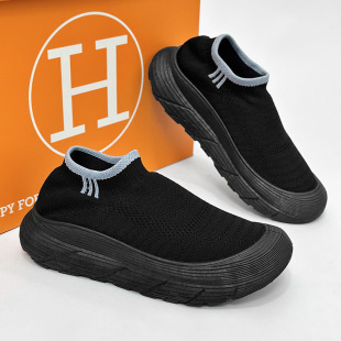Socks Shoes 2024 Summer Walking New Casual Sports Soft Soled Casual Shoes Black Men's Shoes Light and Breathable