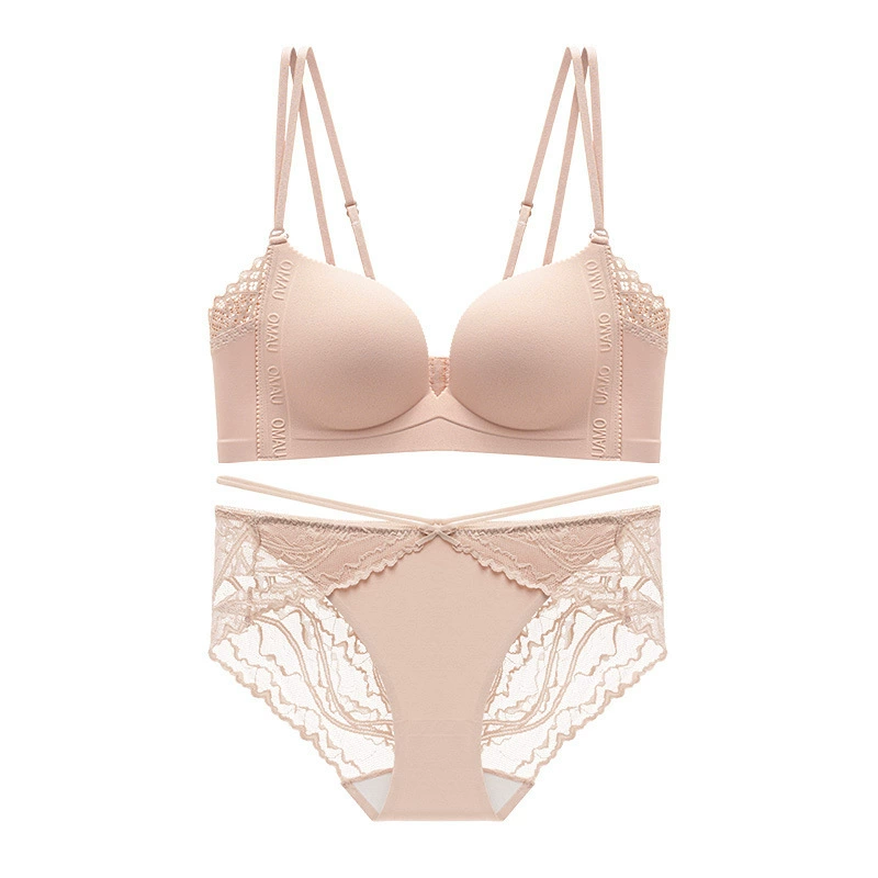 Glossy underwear, supporting set, sexy wireless bra