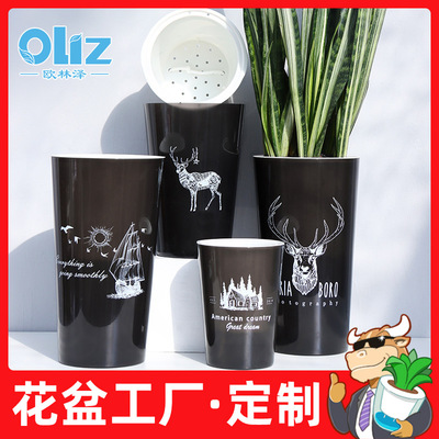 factory Direct wholesale Plastic Lazy man Storage Flower pot New products A4 translucent High cylinder Nordic pattern Flower pot